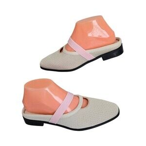 Cosy Island Shoes Womens US Size 7.5 Tan Knit Slip On Mules EU 38